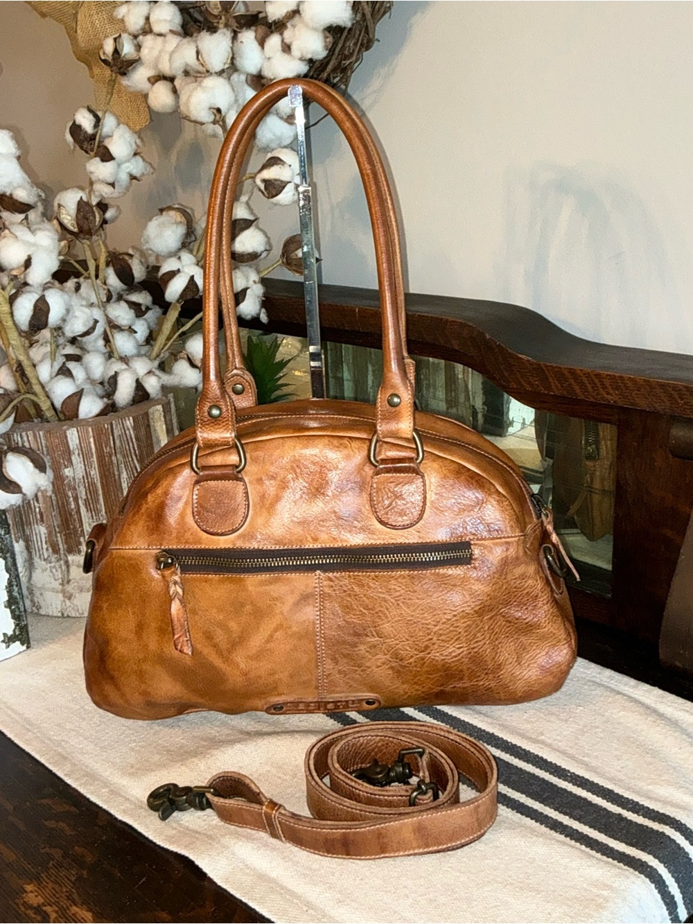 Bed Stu Leather Angie Shoulder Bag Crossbody Tan Rustic MSRP $325 - Picture 2 of 15